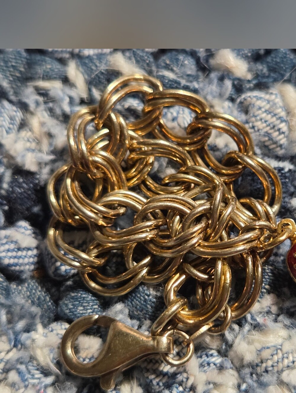 Russian 925 Gold Wash Vintage Faberge Floral Egg Charm 7.25" Bracelet